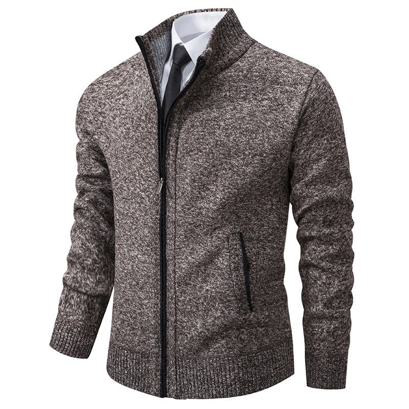 Men's Sporty Cardigan with Stand-Up Collar and Zipper Lune London
