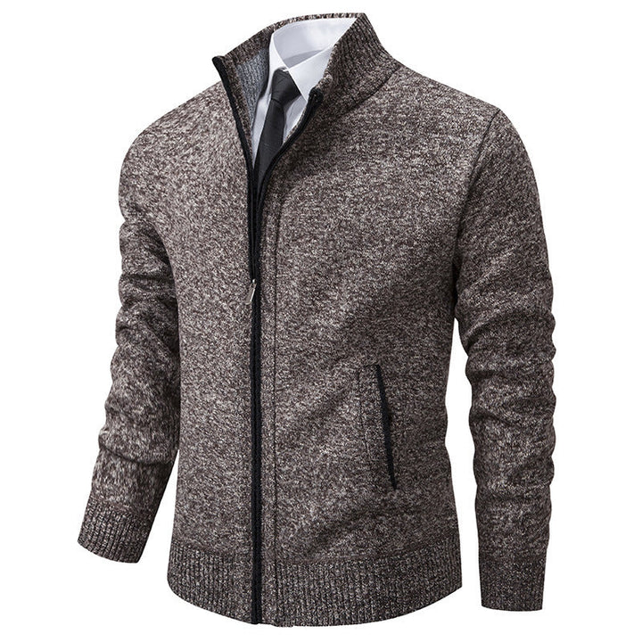 Men's Sporty Cardigan with Stand-Up Collar and Zipper Lune London