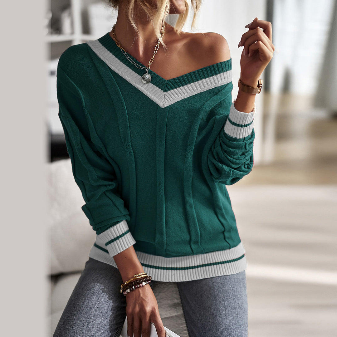 Casual top for women with off-shoulder cut and contrasting rib details Lune London