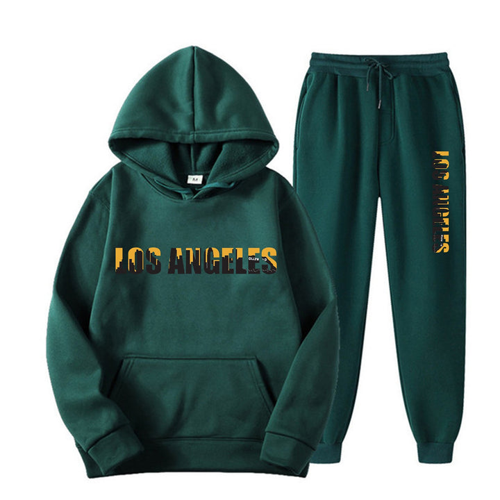 Women's leisure hoodie and jogging pants set with casual Los Angeles lettering Chic & Stil