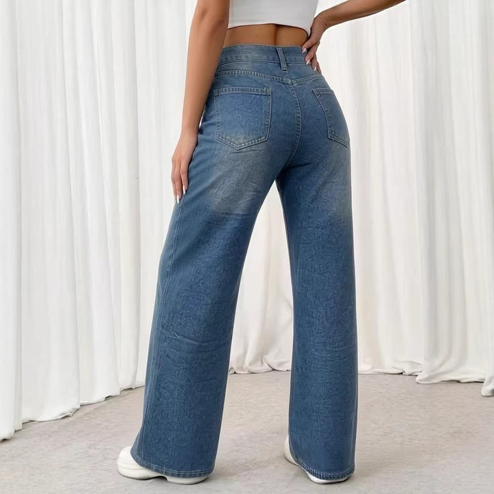 Women's wide jeans with intricate print Lune London