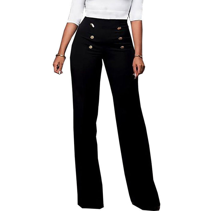 Lune London | Women Elegant High-Waist Pants with Decorative Buttons