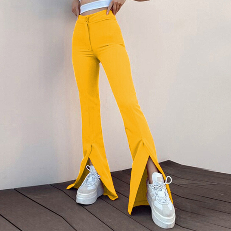 Flared pants for women with side slits and high waist Lune London