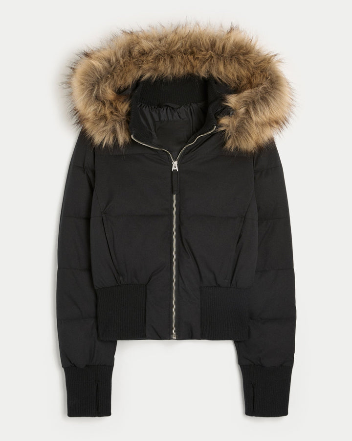 Women's Quilted Winter Jacket with Removable Hood and Elastic Cuffs Lune London