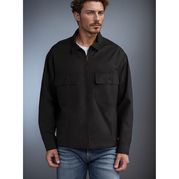 Utility jacket for men with applied pockets and continuous zipper Lune London
