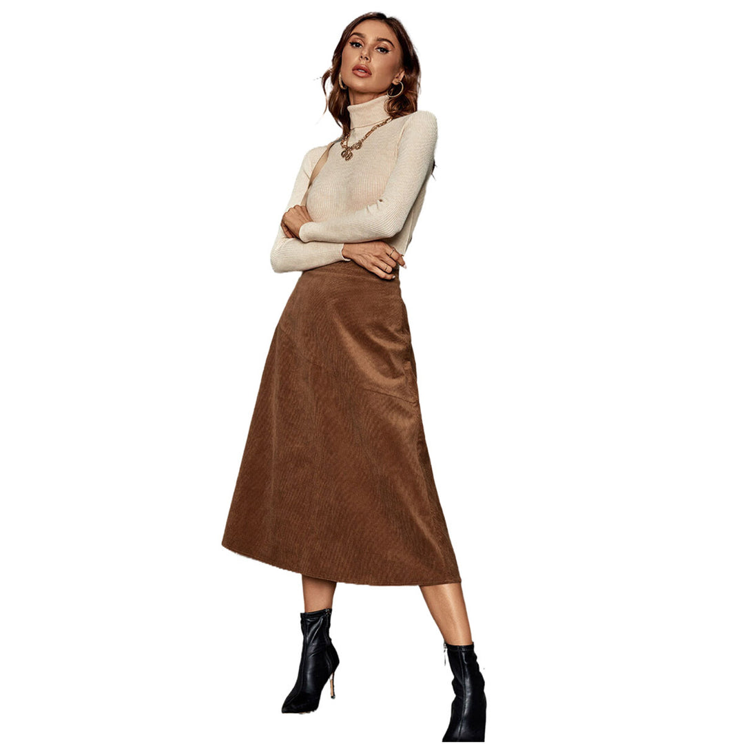 Lune London Soft corduroy midi skirt for women with high waist