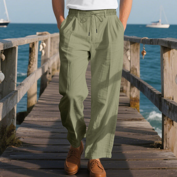 Summer casual pants for men made of lightweight and breathable fabric with drawstring Lune London