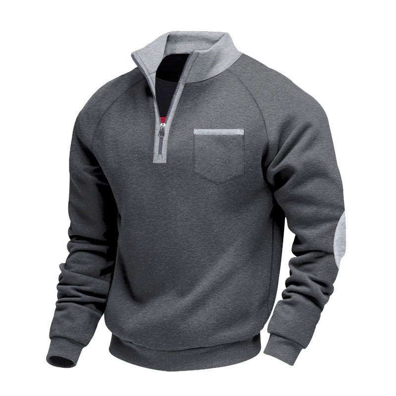 Men's trendy hooded sweater with zipper and practical chest pocket Lune London