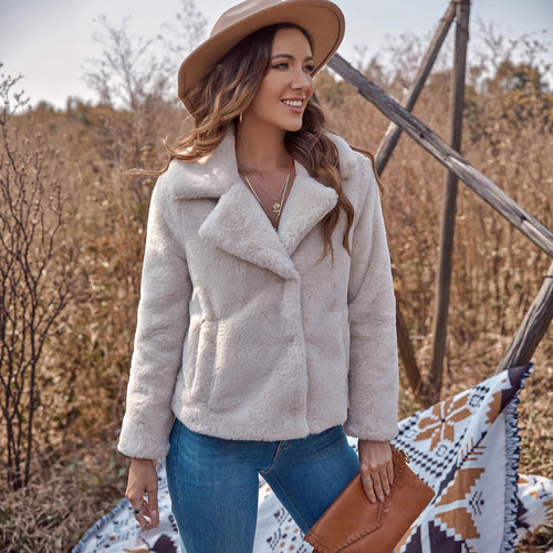 Ladies Teddy Plush Jacket with Elegant Collar Lune London