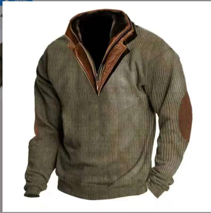 Knit sweater for men with leather details and high collar Lune London