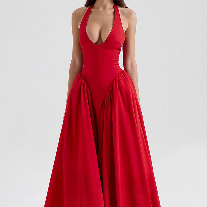 Robe Maxi Élégante pour Femmes avec Décolleté en V Profond et Jupe Flottante Chic & Stil