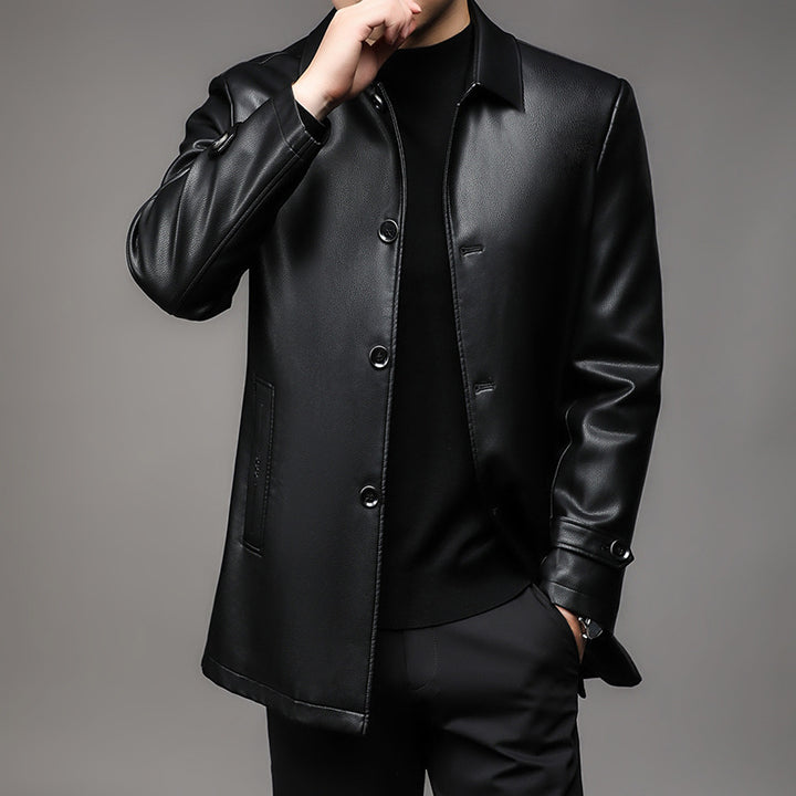 Faux leather jacket for men with elegant cut and practical pockets Lune London