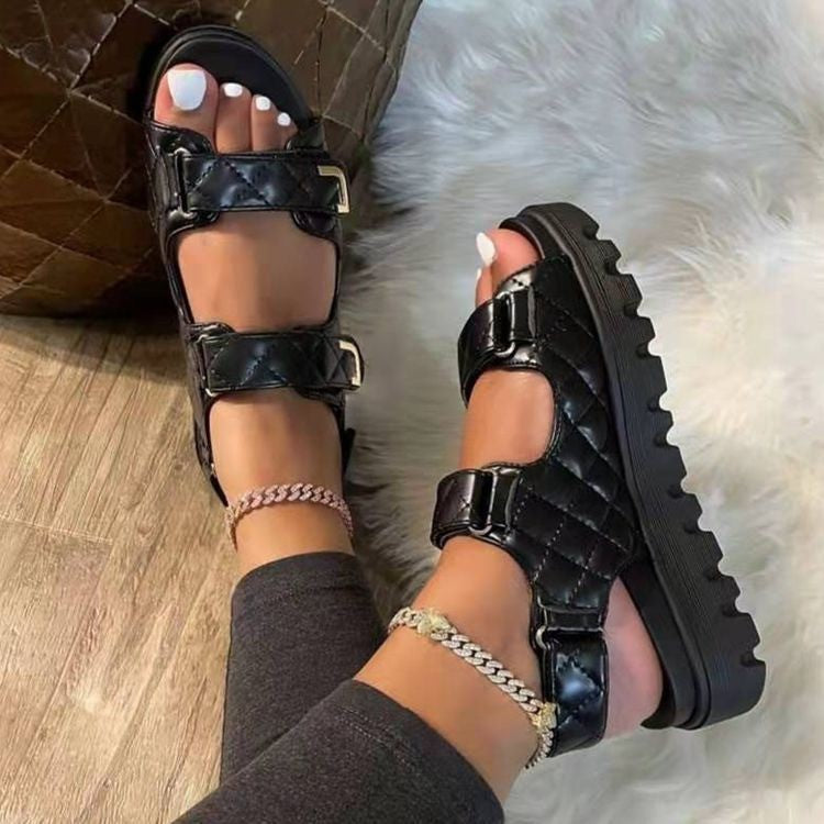 Women’s strappy sandals with cushioned sole and adjustable design Lune London