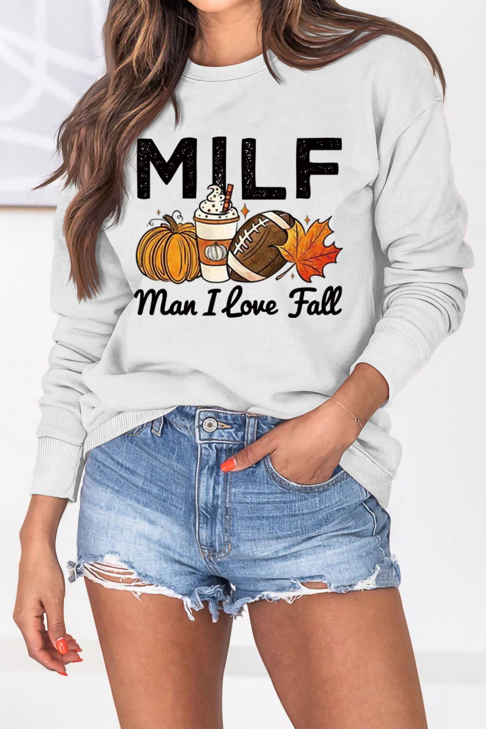 Sweatshirt pour femmes avec motif essence automnale et lettrage inspirant Chic & Stil