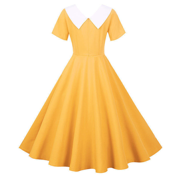 Robe Swing rétro pour femmes avec col élégant et jupe évasée Chic & Stil