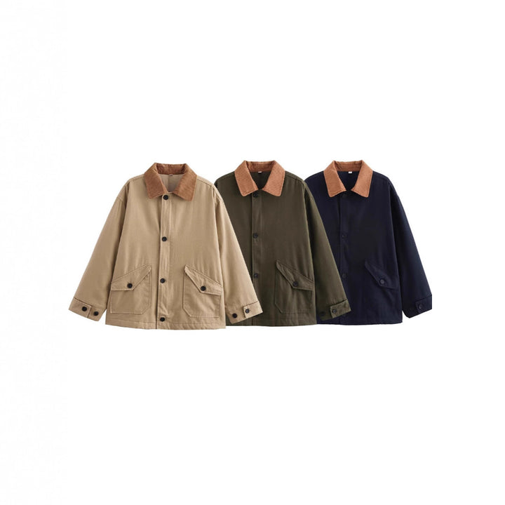 Relaxed utility jacket for women with ribbed collar and practical pockets Lune London