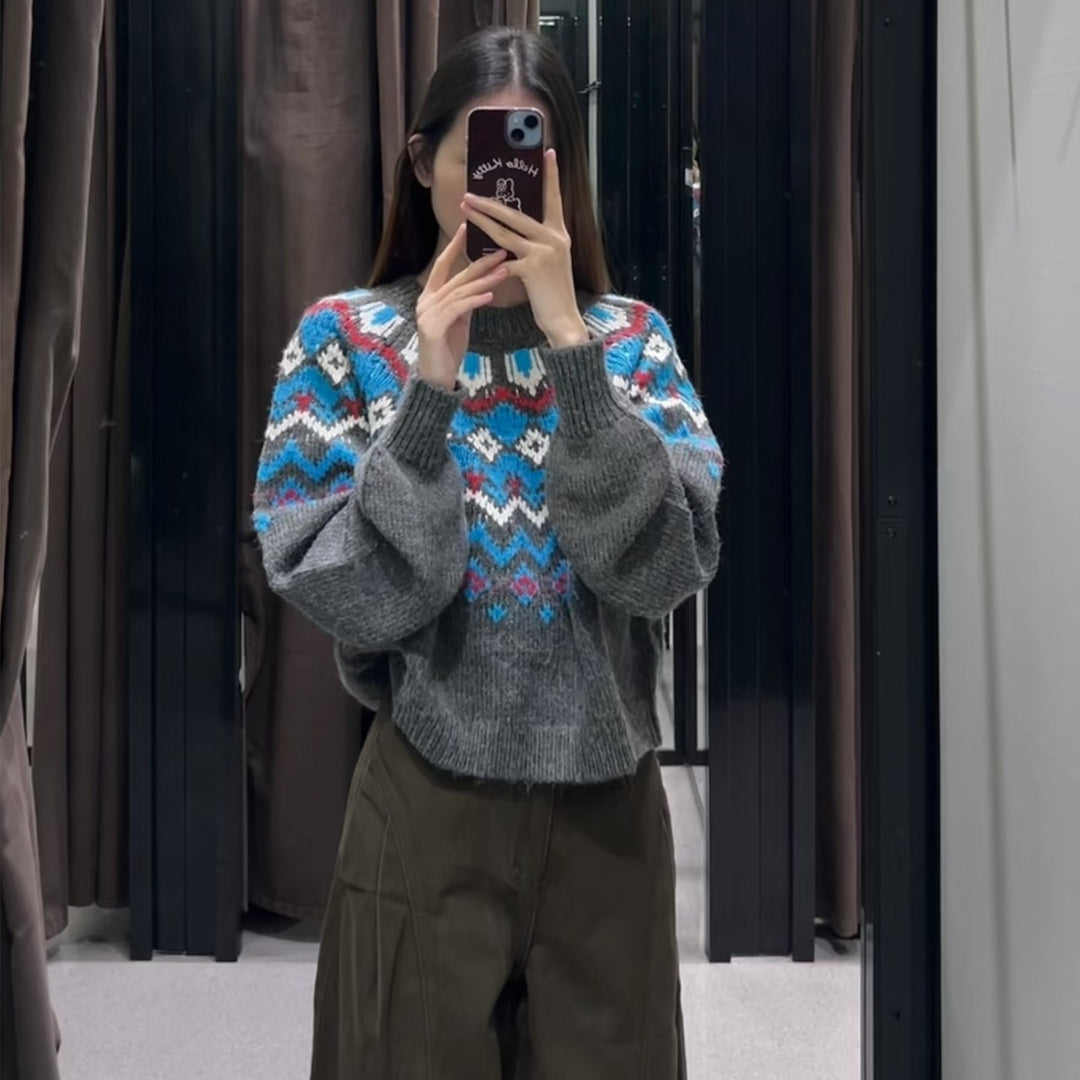 Pull en tricot pour femmes avec motif coloré Chic & Stil