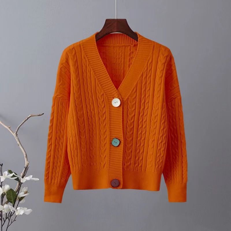 Cardigan en tricot épais pour femme avec col en V et boutons décoratifs Chic & Stil