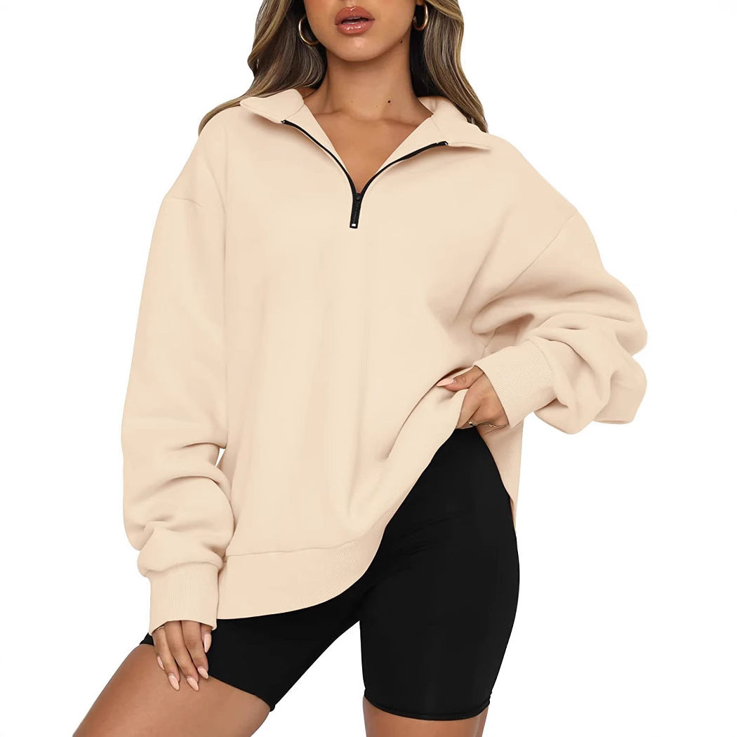 Women’s hoodie with half zipper and relaxed fit Lune London