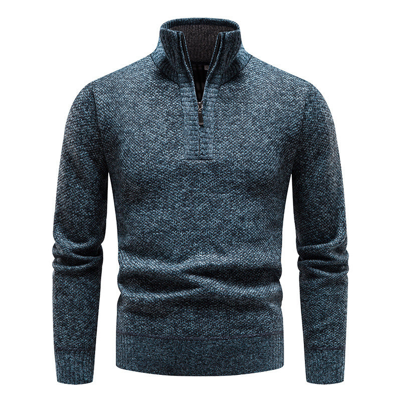 Sporty knit sweater for men with half-zip and textured design Lune London
