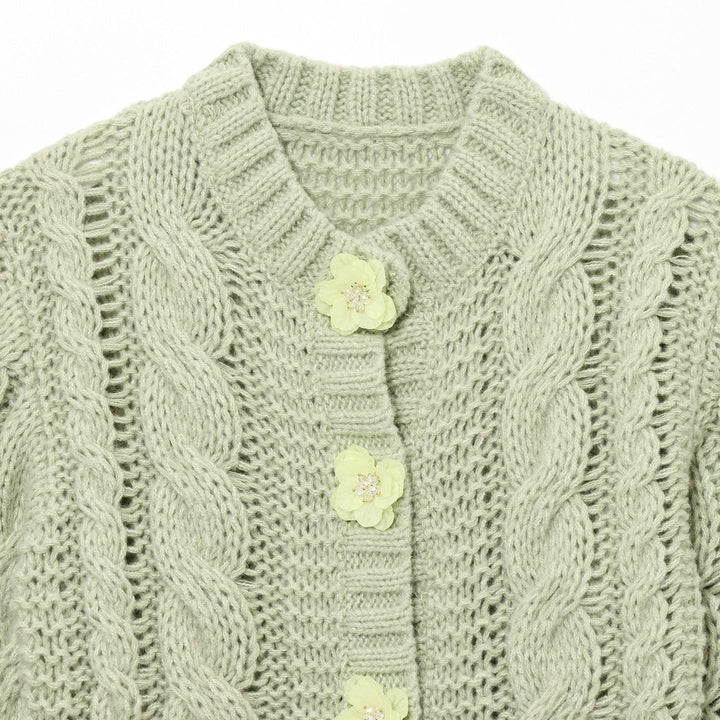 Ladies short knit cardigan with floral detail Lune London