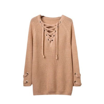 Casual knit sweater for women with decorative lace design and loose sleeves Lune Londonl