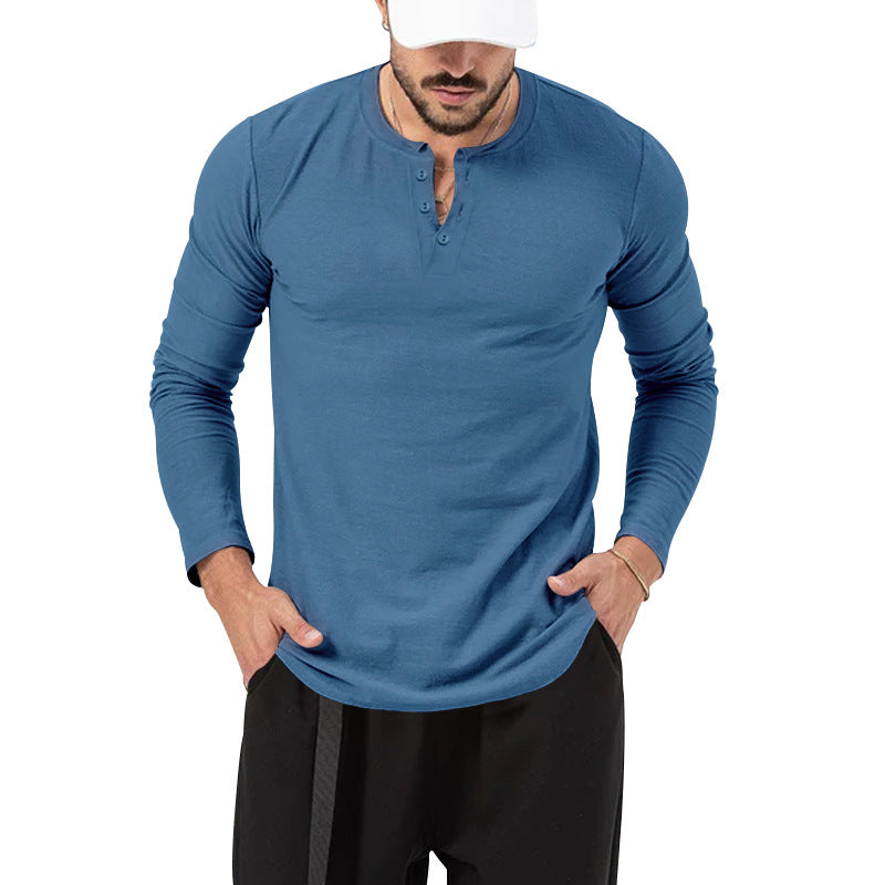 Men's Long Sleeve Henley Shirt in High Quality Cotton Blend with Stylish Button Details Lune London