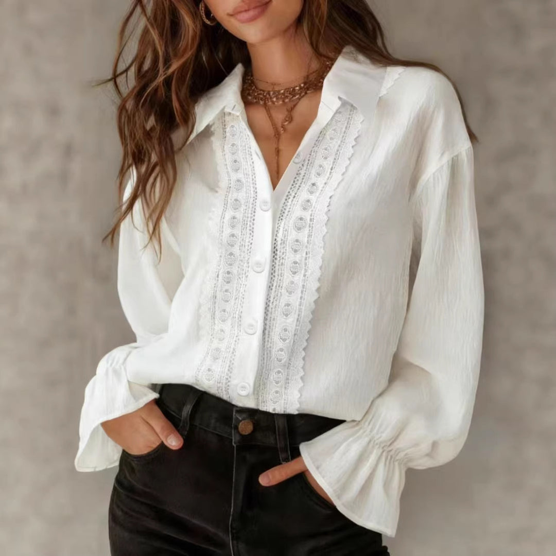 Women's elegant blouse with lace details and balloon sleeves Lune London
