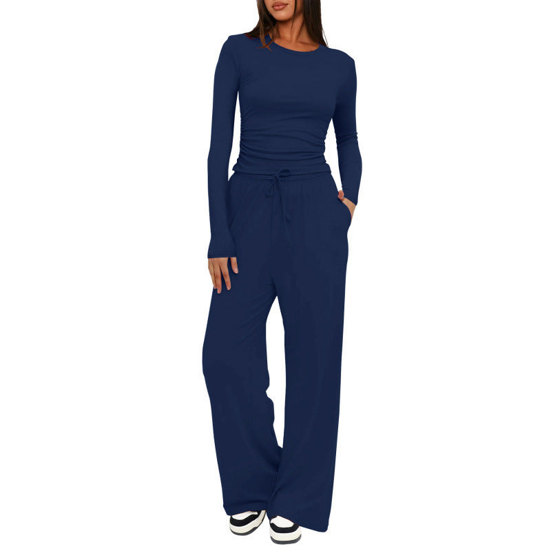 Women's Comfortable Lounge Set with Long-Sleeved Top and Loose-Fitting Pants Lune London