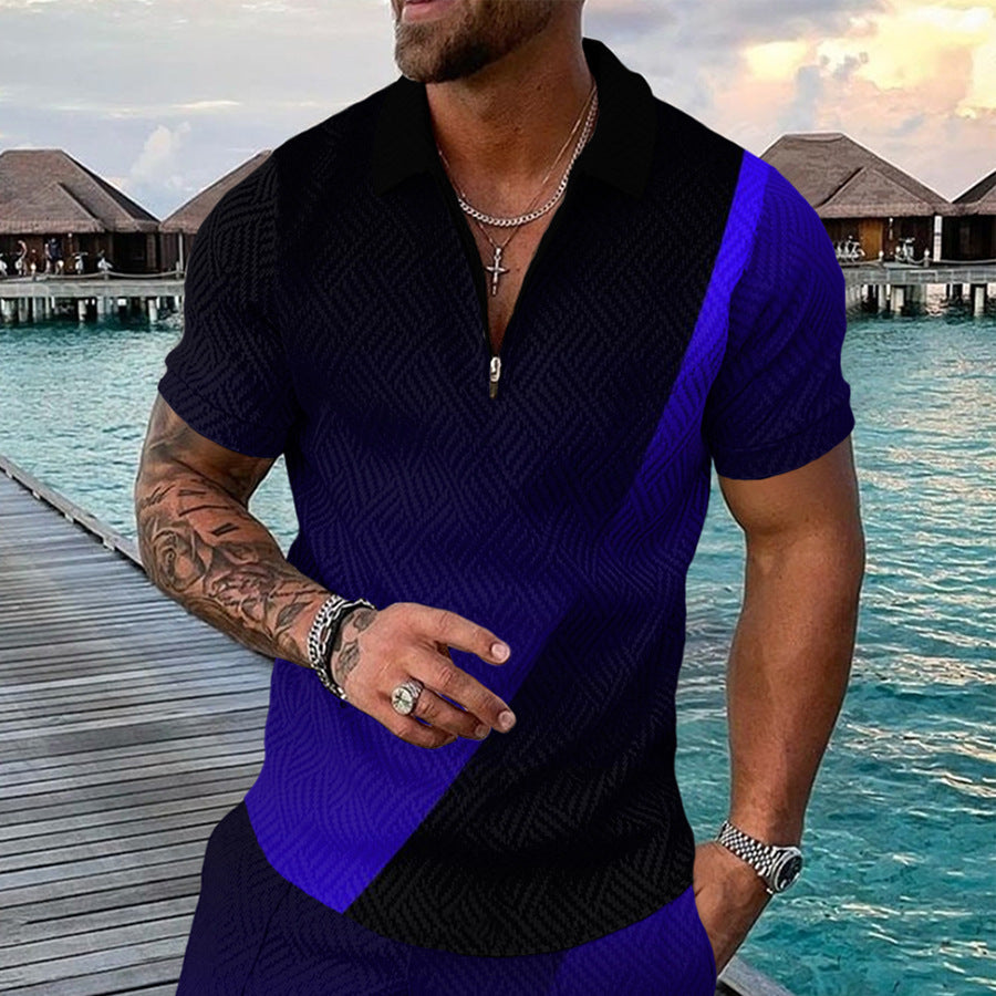 Men's Elegant Short Sleeve Shirt with Button Placket and Decorative Patterns Lune London
