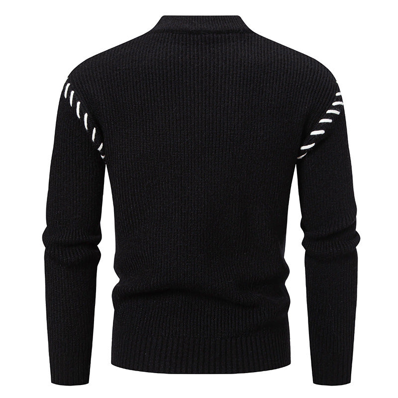 Trendy knitted sweater for men with a high collar and unique cable design Lune London