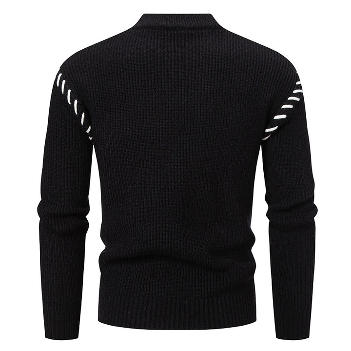 Trendy knitted sweater for men with a high collar and unique cable design Lune London