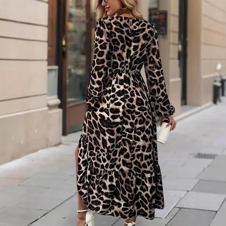 Maxi dress for women with modern leopard print Lune London