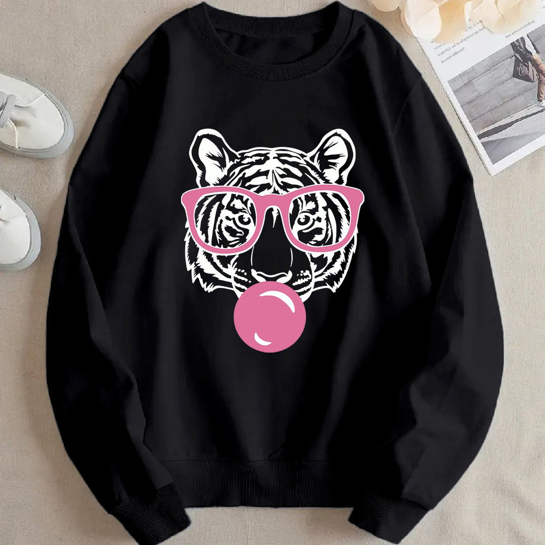 Sweat-shirt pour femmes avec design de tigre créatif et coupe décontractée Chic & Stil