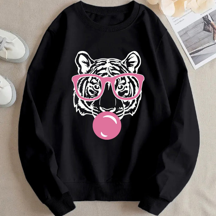 Sweat-shirt pour femmes avec design de tigre créatif et coupe décontractée Chic & Stil