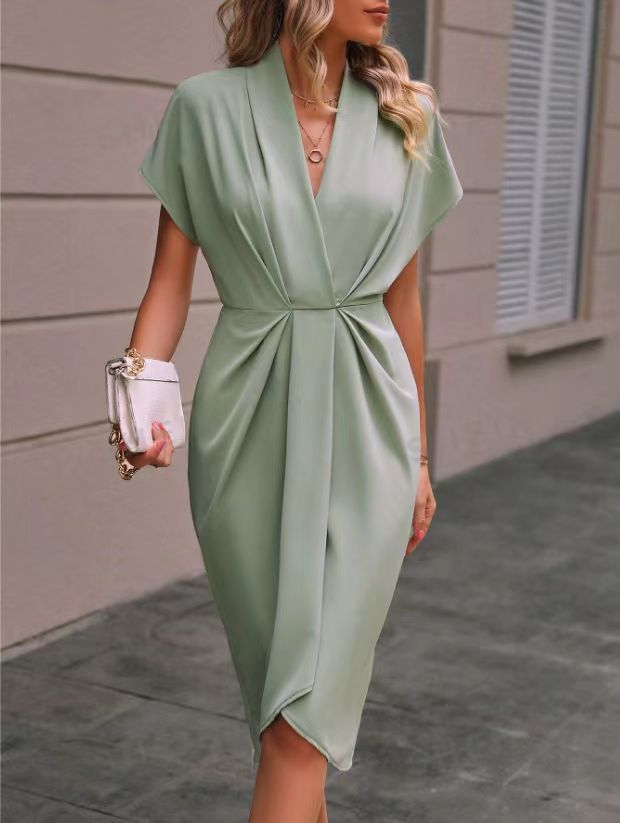 Women’s wrap dress with elegant V-neckline and draping Lune London