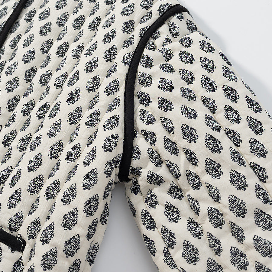 Veste longue à manches longues à motifs et doublée pour femmes Chic & Stil