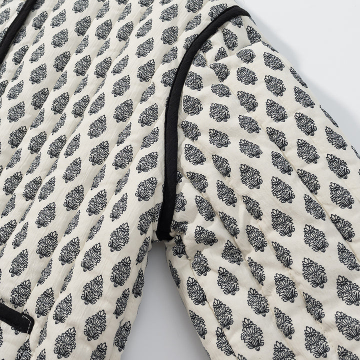 Veste longue à manches longues à motifs et doublée pour femmes Chic & Stil