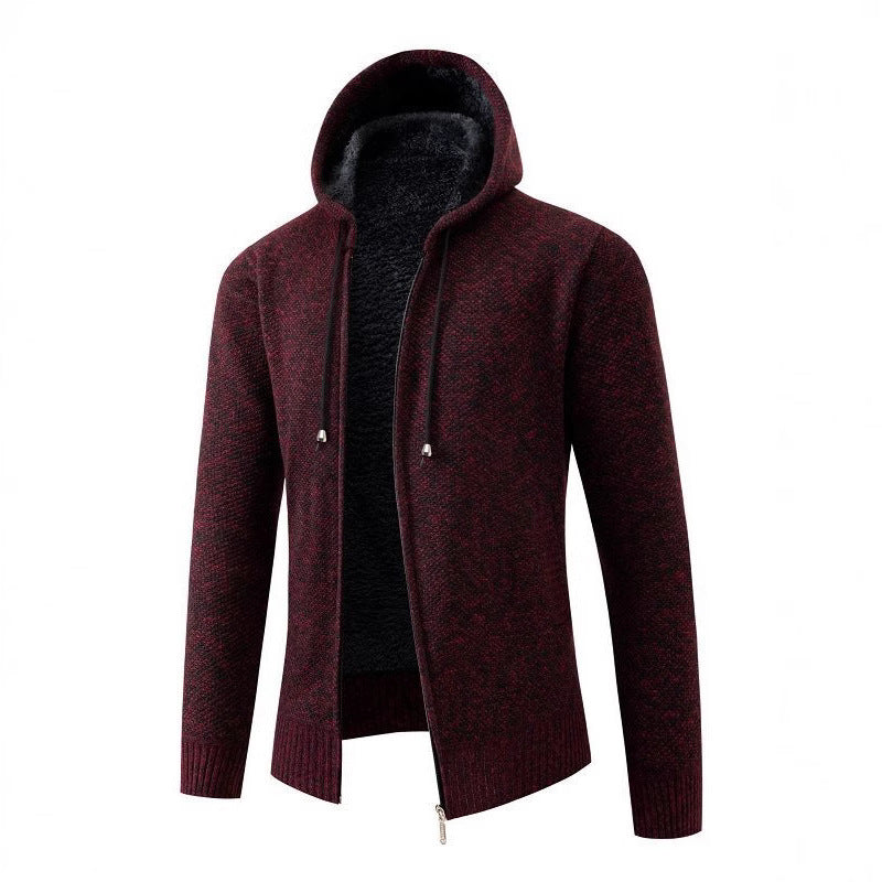 Comfortable fleece jacket for men with hood Lune London