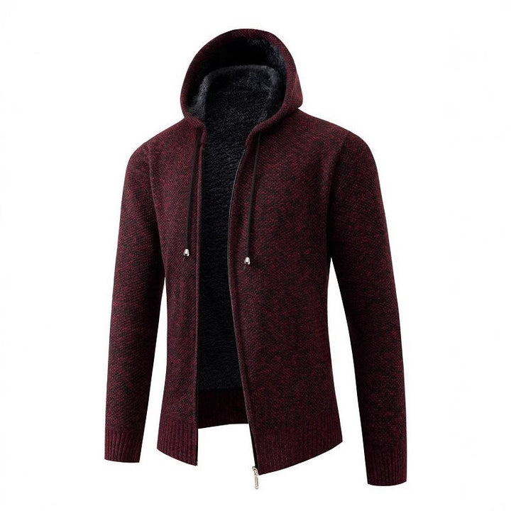 Comfortable fleece jacket for men with hood Lune London