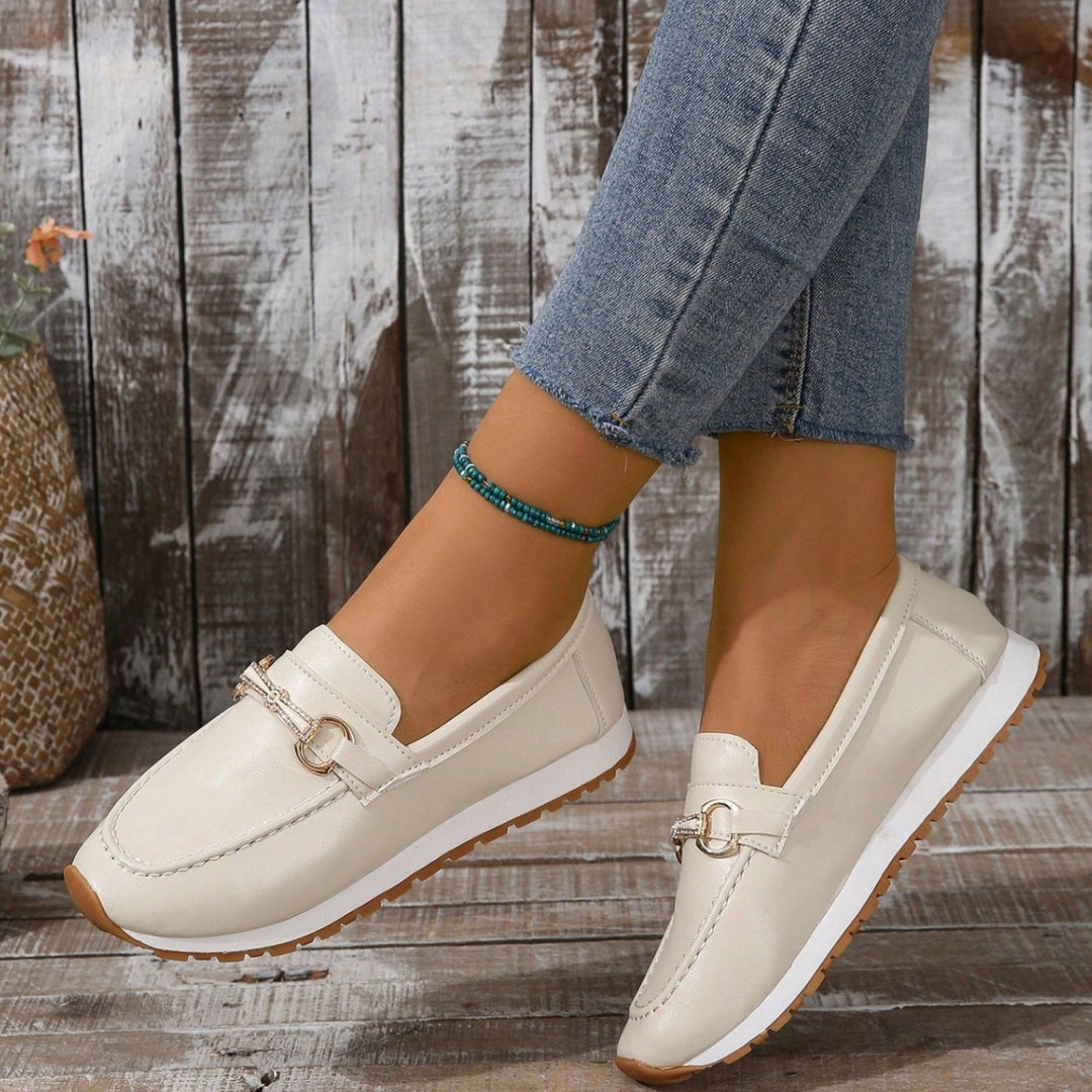 Elegant loafers for ladies with fashionable buckle detail Lune London