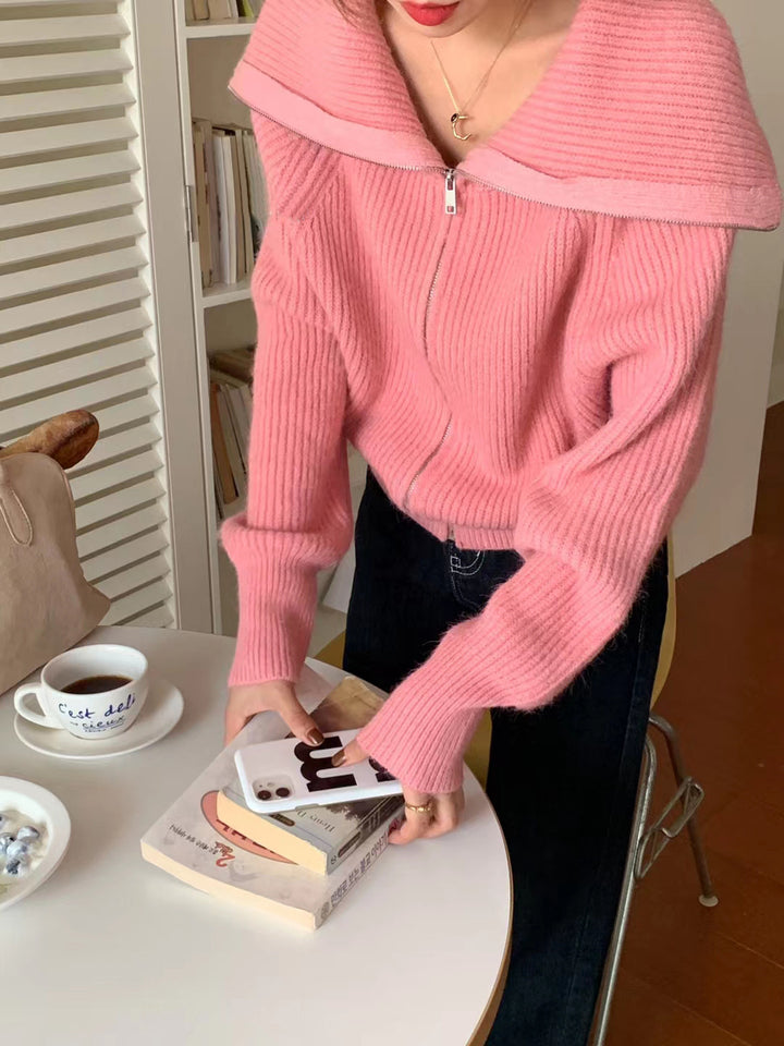 Cardigan féminin confortable à col stylé et devant ouvert Chic & Stil