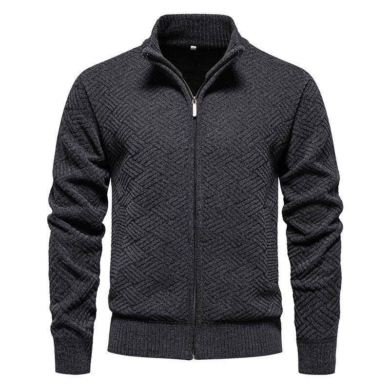 Trendy cardigan jacket for men with high collar and zipper Lune London