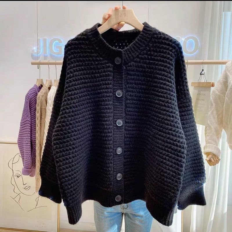 Thick knit jacket for women with button details and oversized cut Lune London