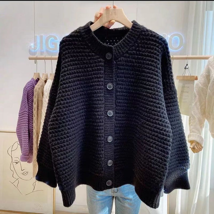 Thick knit jacket for women with button details and oversized cut Lune London