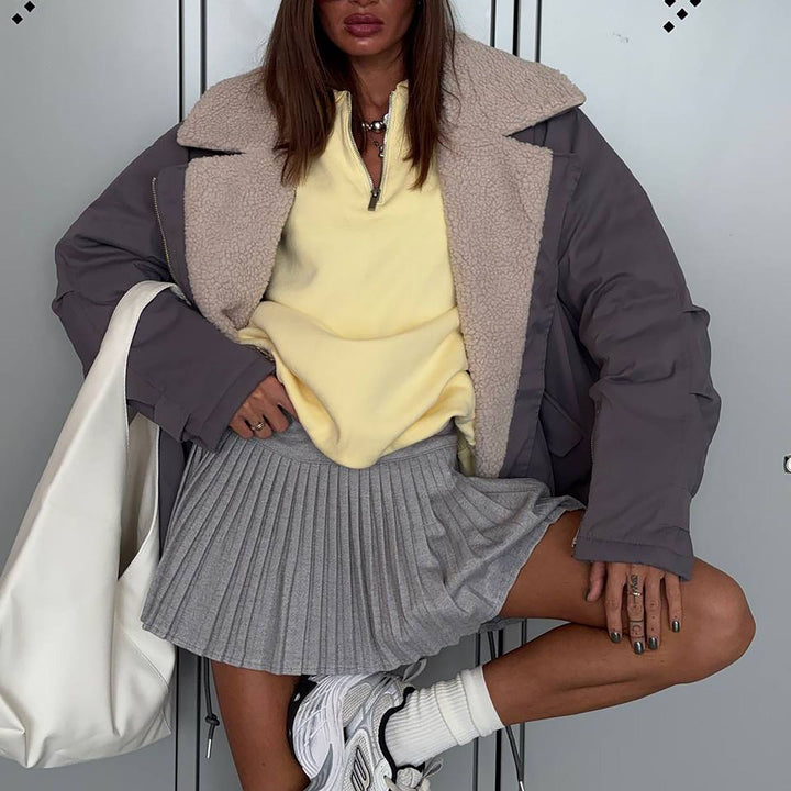 Ladies Stylish Oversized Jacket with Teddy Lining Chic & Stil