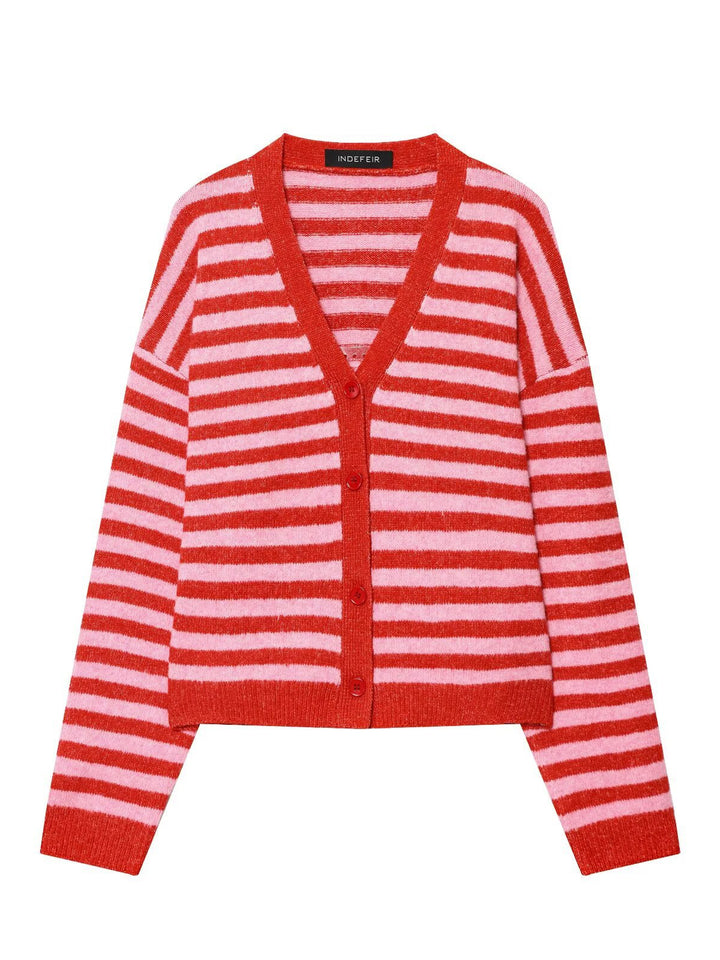 Ladies striped fashionable vest with V-neck and button placket Lune London