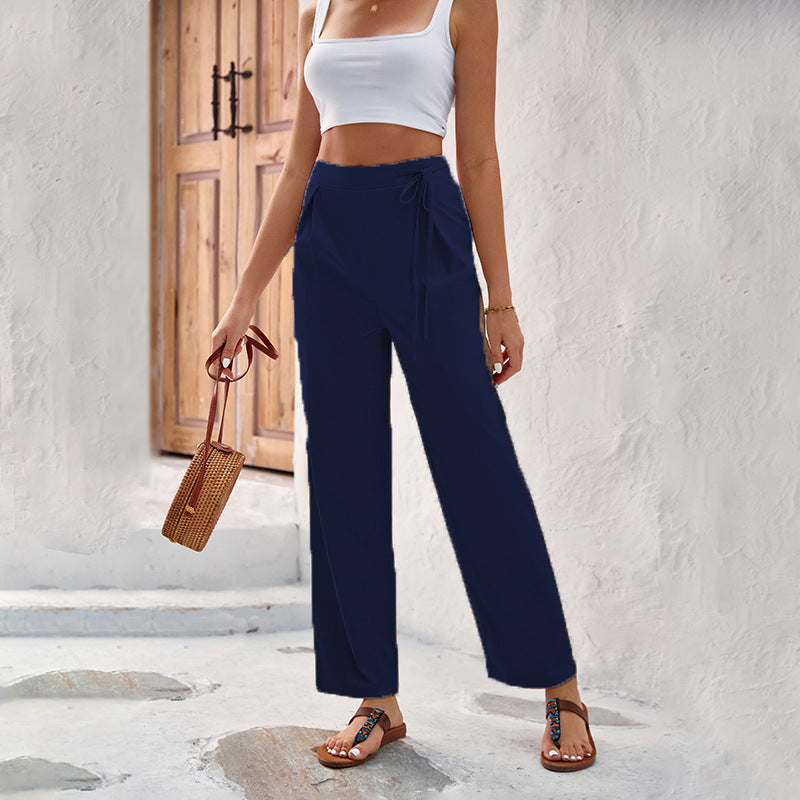 Women Elegant and Comfortable Wide Leg Pants with Tie Lune London
