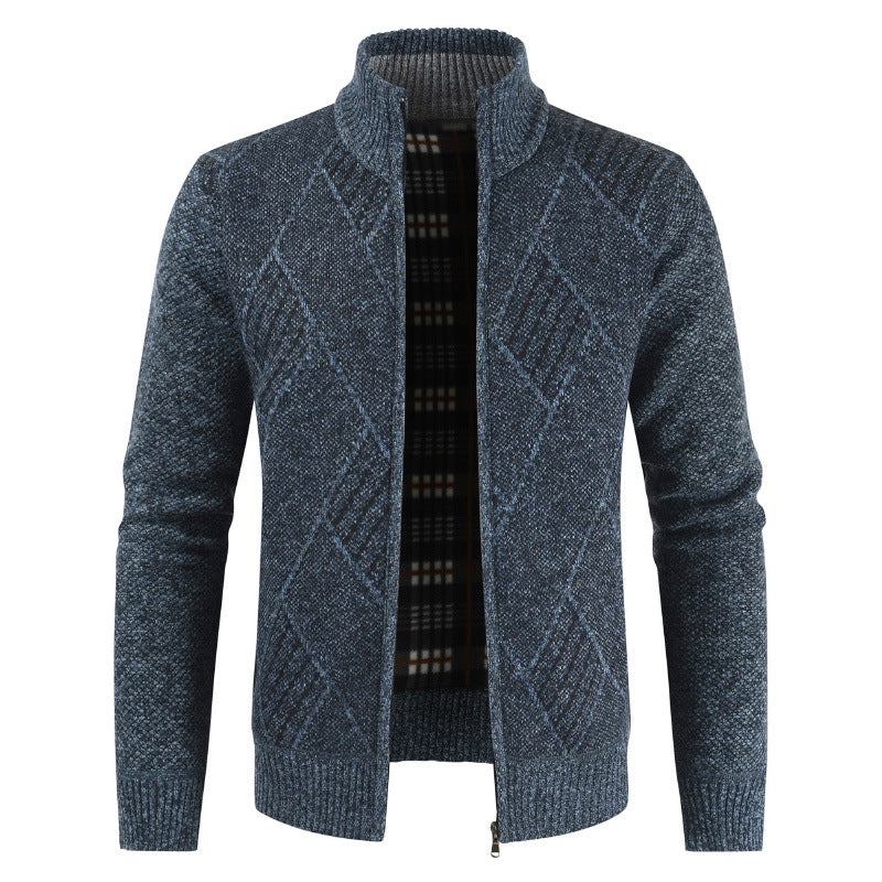 Men's knit jacket with high zip and modern pattern Lune London