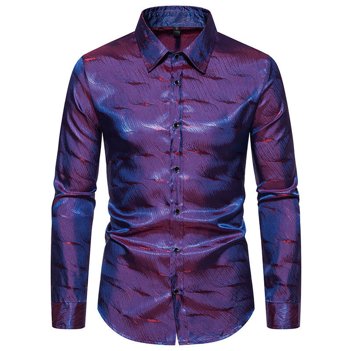 Elegant long sleeve shirt for men with glossy wave pattern Lune London
